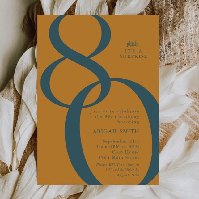 Retro Shh It's a Surprise 80th Birthday Party Inbjudningar (Skapare uppladdad)