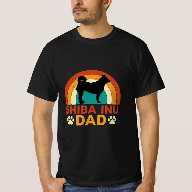 Retro Shiba Inu Pappa T Shirt (Framsida)