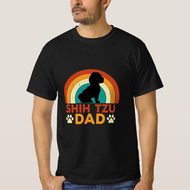 Retro Shih Tzu Pappa T Shirt (Framsida)