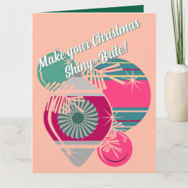 Retro Shiny Brite-ornament jul Kort