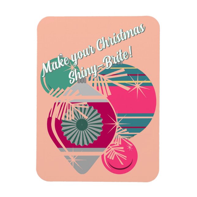 Retro Shiny Brite-ornament jul Magnet (Vertikal)