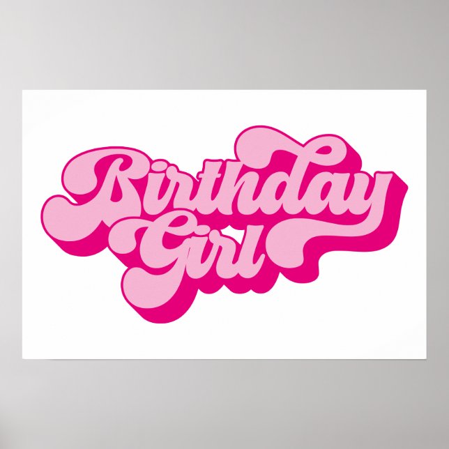 Retro Shock rosa Birthday Girl Poster (Framsidan)
