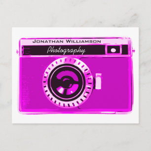 Retro Shock rosa Camera Photography Business Vykort