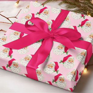 Retro Shock rosa Santa Wrapping Papper Presentpapper