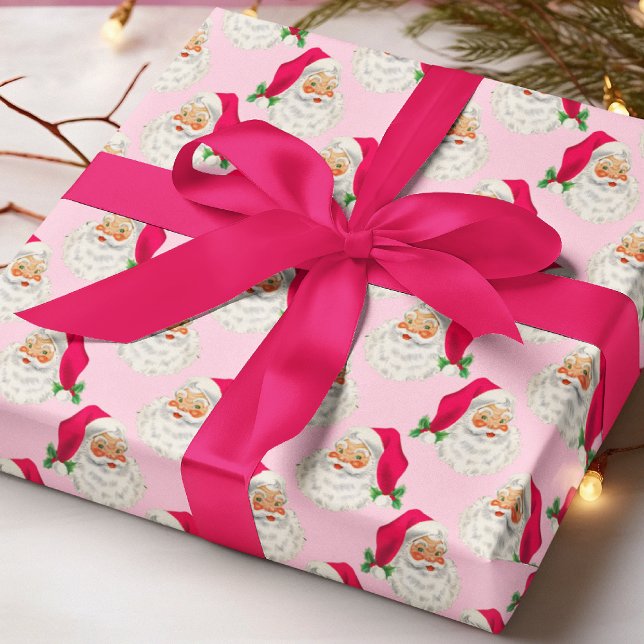 Retro Shock rosa Santa Wrapping Papper Presentpapper (Skapare uppladdad)