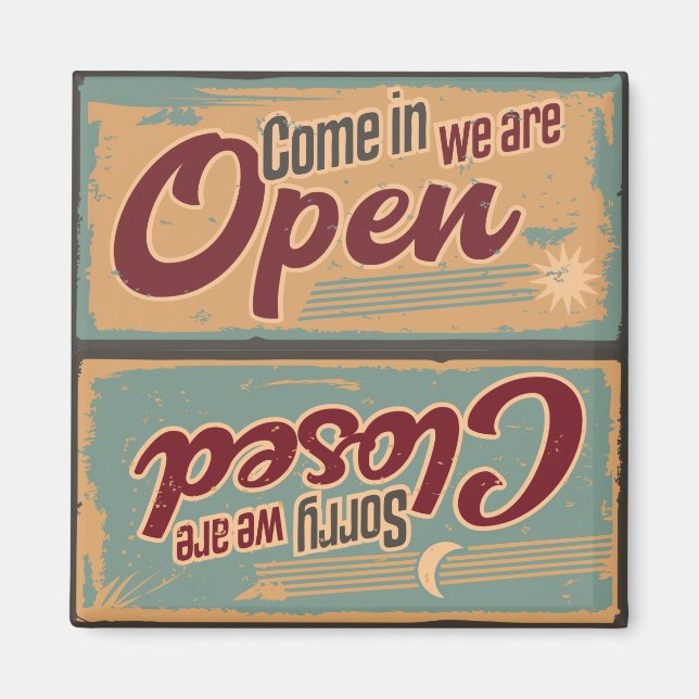 Retro Shop-signering Öppna stängd diskmaskin Magnet (Framsidan)