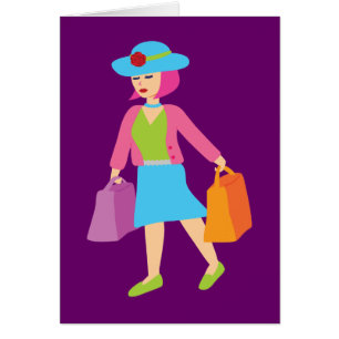 Retro Shopping Girl Hälsningskort
