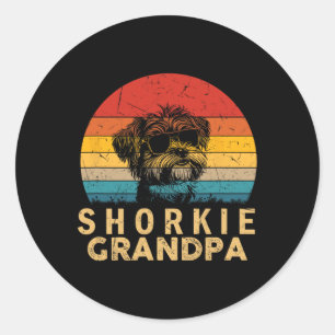 Retro Shorkie Grandpa Hundälskare Tass Pappa Far D Runt Klistermärke