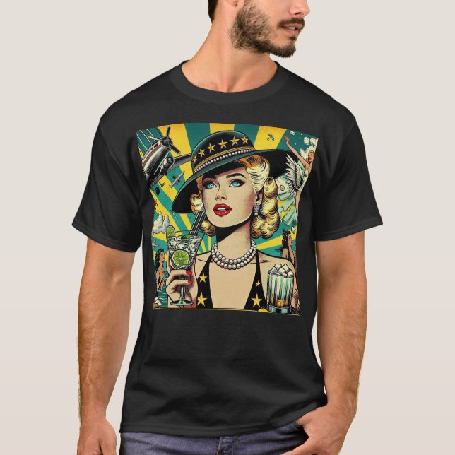 Retro Show Girl  T Shirt (Framsida)