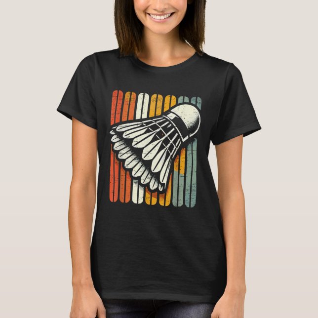 Retro Shuttle Badmintonspelare  T Shirt (Framsida)