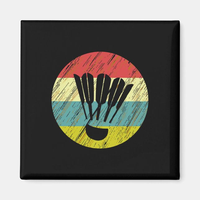 Retro Shuttle Racket Sports Badminton Player Athle Magnet (Framsidan)