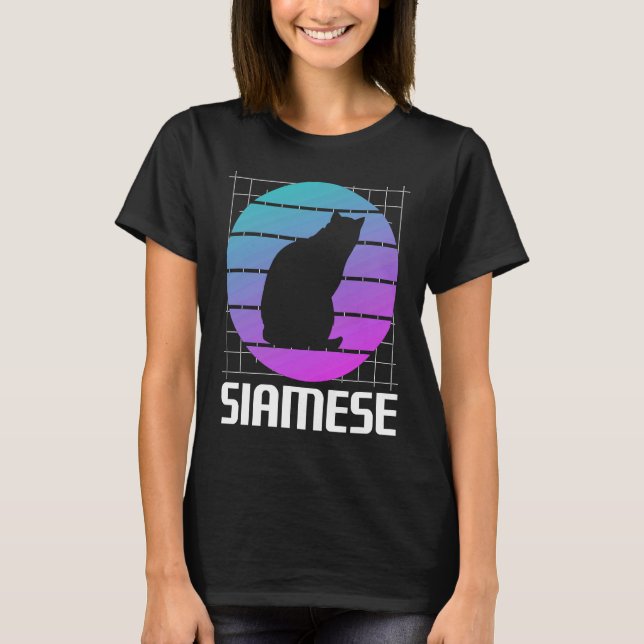 Retro Siamese Cat T Shirt (Framsida)