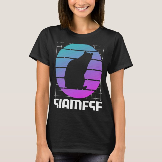 Retro Siamese Cat T Shirt (Framsida)