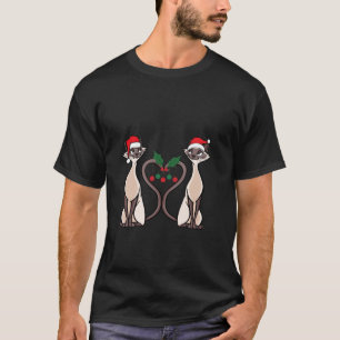 Retro Siamese Cats in Santa Hat Ornaments Cat Chri T Shirt
