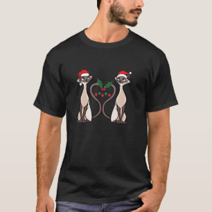 Retro Siamese Cats in Santa Hat Ornaments Cat Chri T Shirt