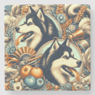 Retro Siberian husky Illustration Stenunderlägg