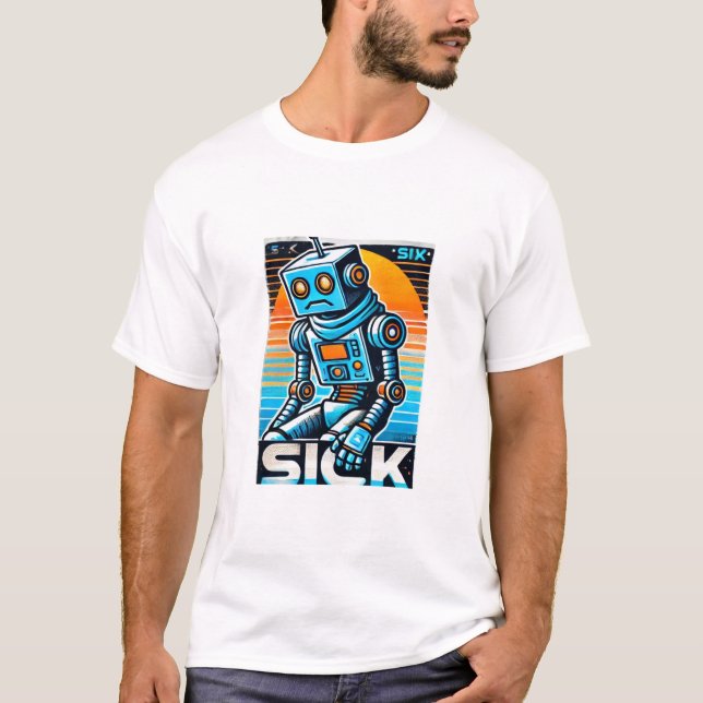 Retro Sick Robot T Shirt (Framsida)