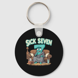 Retro Sick Seven 67 Halloween Nummer Design  Nyckelring