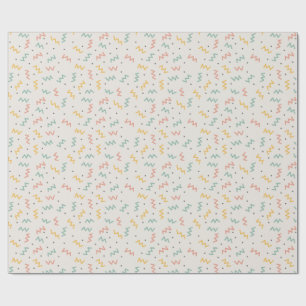 Retro sicksack och prickar i teal senap och korall presentpapper