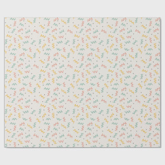 Retro sicksack och prickar i teal senap och korall presentpapper
