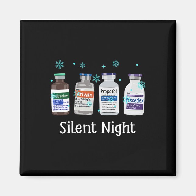 Retro Silent Night Icu Nurse julintensiva C Magnet (Framsidan)