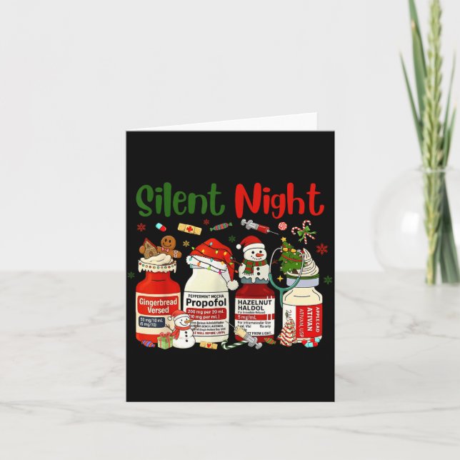 Retro Silent Night Xmas Nurse Christmas Doctor Er  Kort (Framsida)