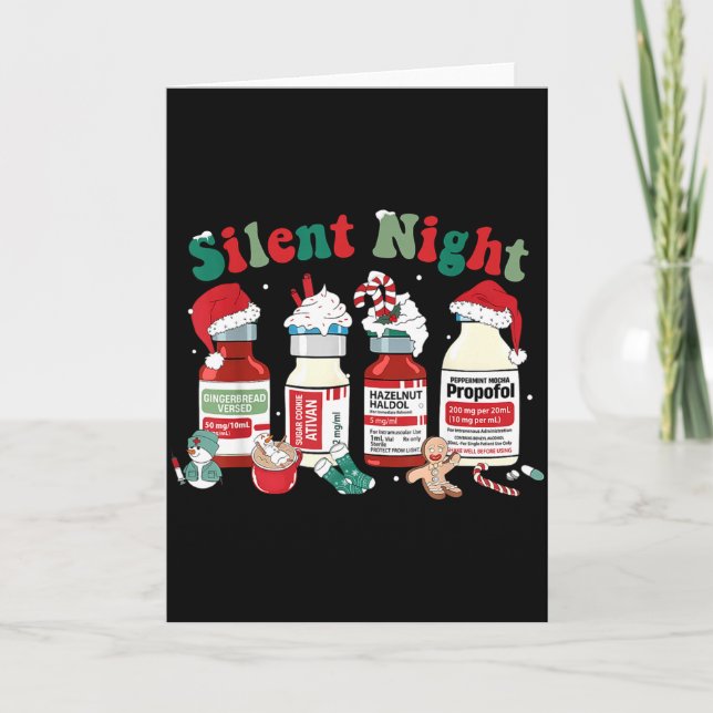 Retro Silent Night Xmas Nurse Christmas Doctor Er  Kort (Framsida)