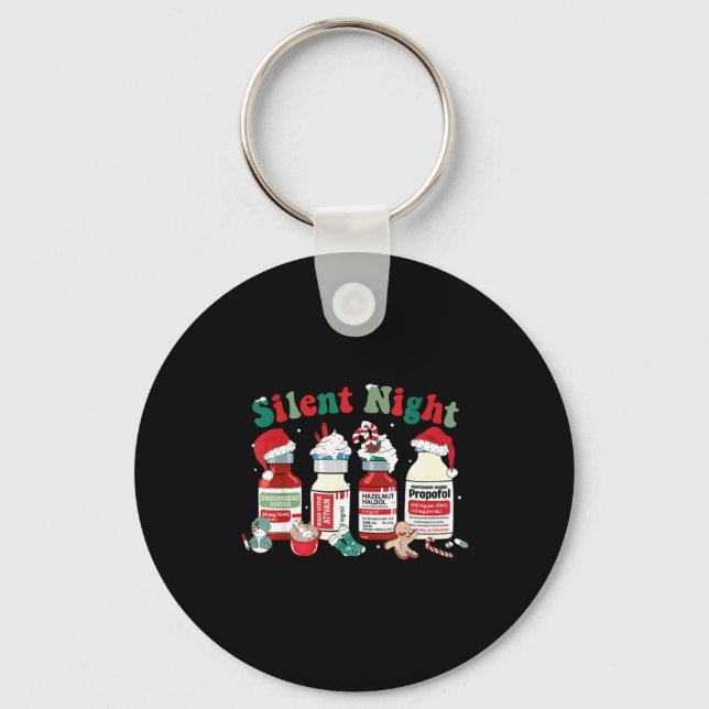 Retro Silent Night Xmas Nurse Christmas Doctor Er  Nyckelring (Framsida)