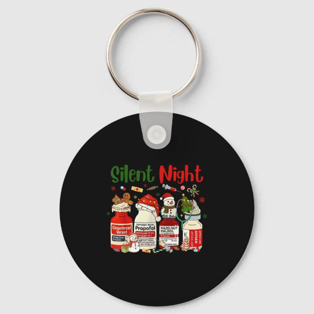 Retro Silent Night Xmas Nurse Christmas Doctor Er  Nyckelring (Framsida)