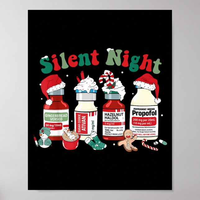 Retro Silent Night Xmas Nurse Christmas Doctor Er  Poster (Framsidan)