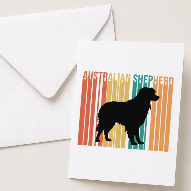 Retro silhouette av australisk herdehund  kort (retro aussie shep with envelope)