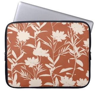 Retro silhouette-blommor, sömlös mönster i laptop fodral