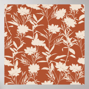 Retro silhouette-blommor, sömlös mönster i poster