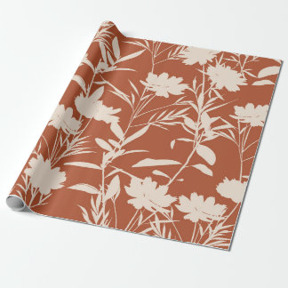 Retro silhouette-blommor, sömlös mönster i presentpapper