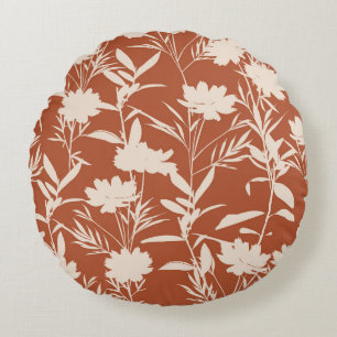 Retro silhouette-blommor, sömlös mönster i rund kudde