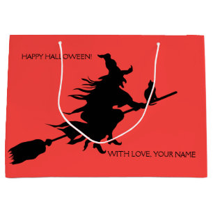 RETRO SILHOUETTE HALLOWEEN WITCH PÅ BROOM GIFT BAG