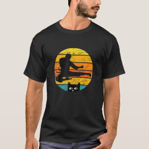Retro Silhouette-karate Cat Design T Shirt