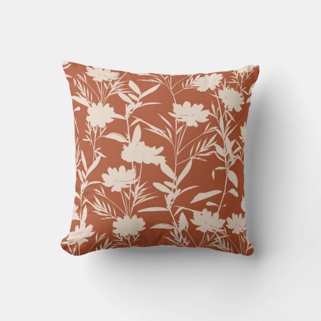 Retro silhouette meadow flowers seamless pattern i kudde (Framsida)