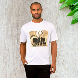 Retro Silhouette Personer med Abstrakt Circles T Shirt