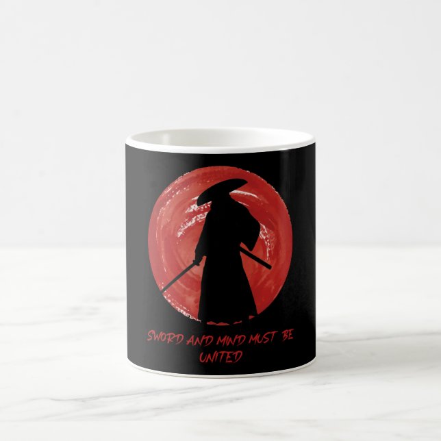 Retro Silhouette Samurai - Samurai Mind Quote Kaffemugg (Center)