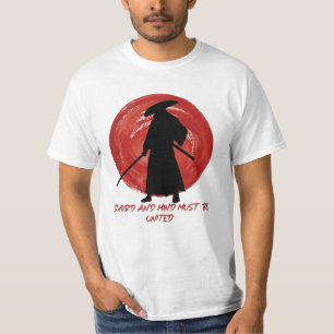 Retro Silhouette Samurai - Samurai Mind Quote T Shirt