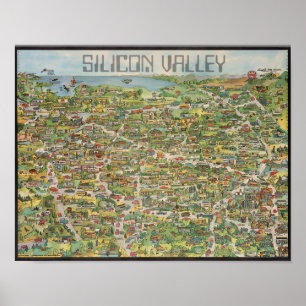 Retro Silicone Valley Karta Poster