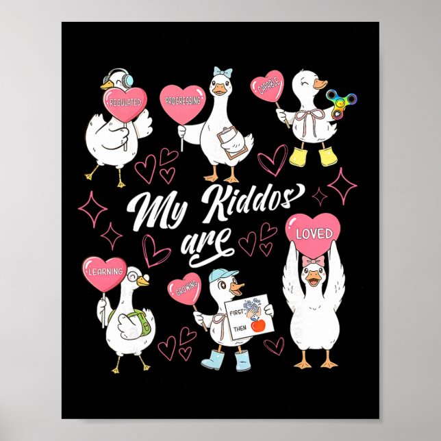 Retro Silly Goose Alla hjärtans dag A Tillämpad be Poster (Framsidan)