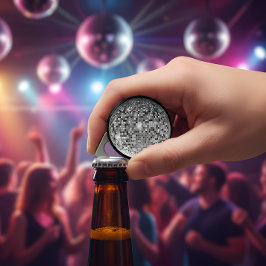 Retro Silver Disco Boll - Festlig Spegelboll Flasköppnare