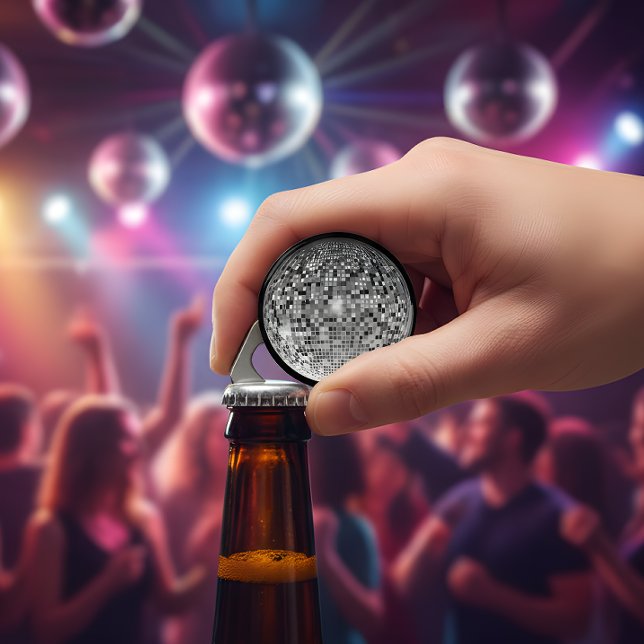 Retro Silver Disco Boll - Festlig Spegelboll Flasköppnare (Skapare uppladdad)