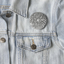 Retro Silver Disco Boll - Glänsande Pin Knapp