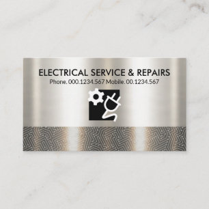 Retro Silver Electronic Circuit Lagrar Electrician Visitkort