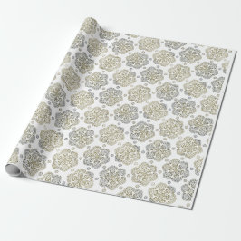 Retro Silver Guld Flower Mönster Presentpapper