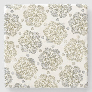 Retro Silver Guld Flower Mönster Stenunderlägg