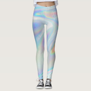 Retro Silver Holografik   Kvinnors bensin Leggings